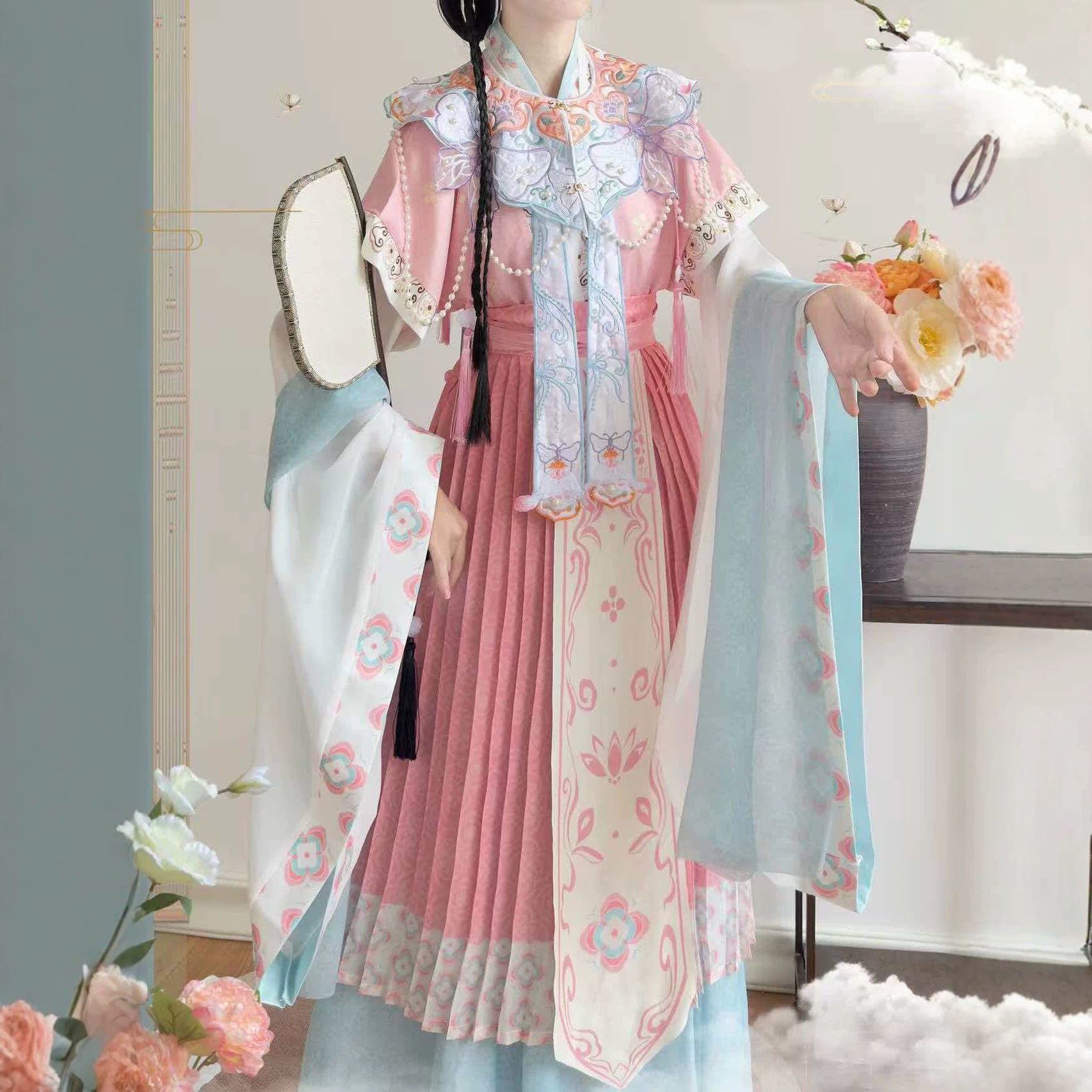 原创汉服林黛玉cos服cos宝黛黛玉cos红楼梦古风刺绣云肩汉服整套