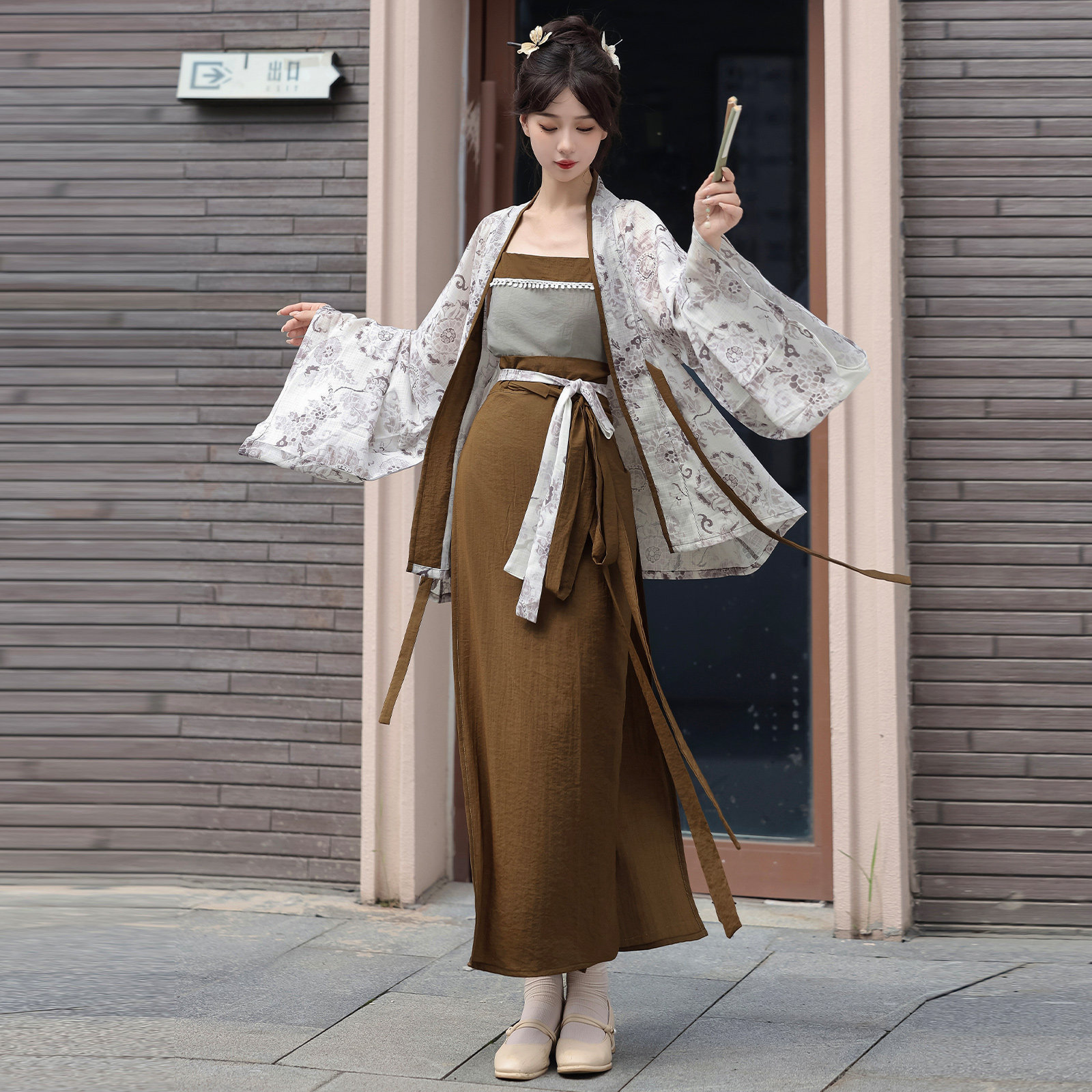 2026年原创汉服女宋制对襟飞机袖松紧口袋长裤裙旋裙夏秋日常汉服