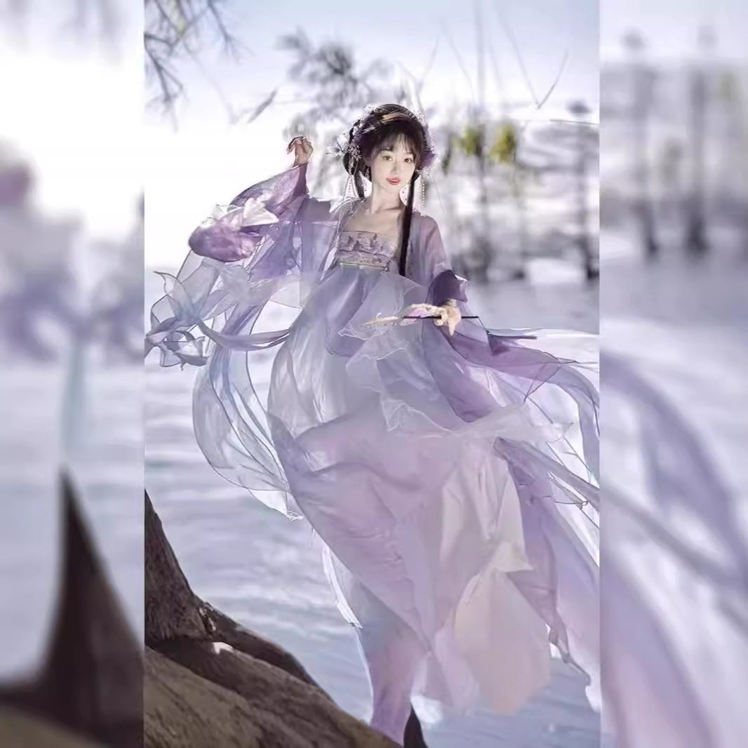 【春不晚】诃子裙唐制汉服女齐胸襦裙仙气破袖大袖重工刺绣古风夏