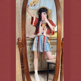 貉袖 改良日常可穿套装 对襟宋制短衫 子夏季 短裤 原创汉服女2026新款