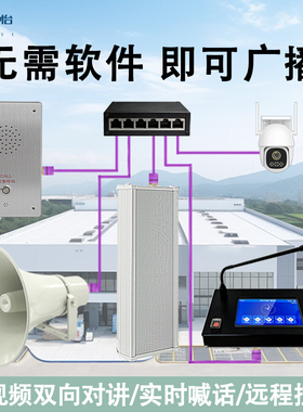 ip网络音柱广播系统poe音箱防水喇叭话筒对讲话筒套装