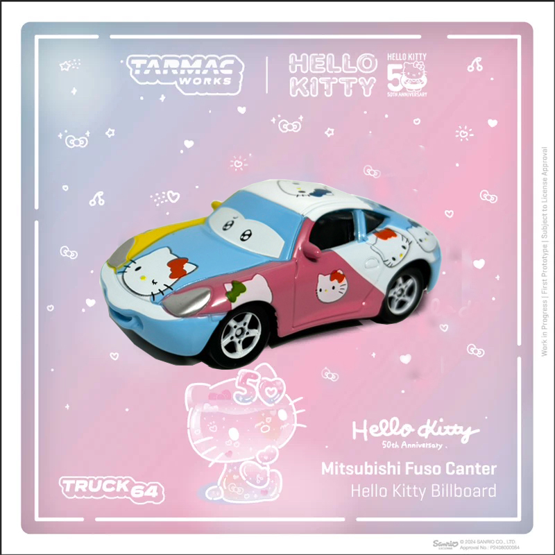 1:64保时捷hello kitty凯蒂猫Q版玩具仿真合金收藏女孩礼物摆件