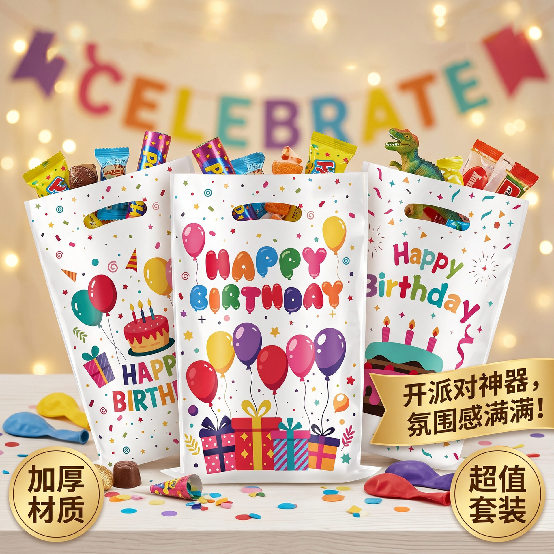 跨境热卖圆点气球主题派对礼品袋生日装饰糖果袋礼物袋聚会氛围袋