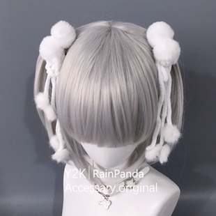 汉服毛球头饰边夹饰品lolita汉洋折衷配饰百搭对夹古风流苏发夹