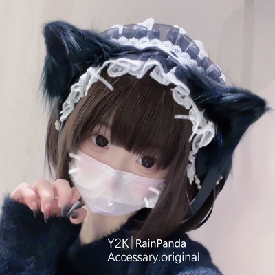 少女纯色修猫原创猫耳发带