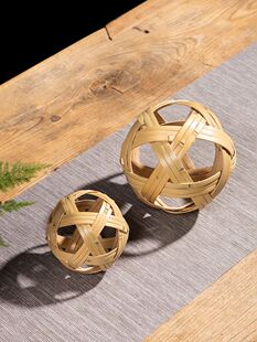 竹编制品小竹球蹴鞠球 紫竹创意装饰摆件摄影道具 幼儿园手工玩具