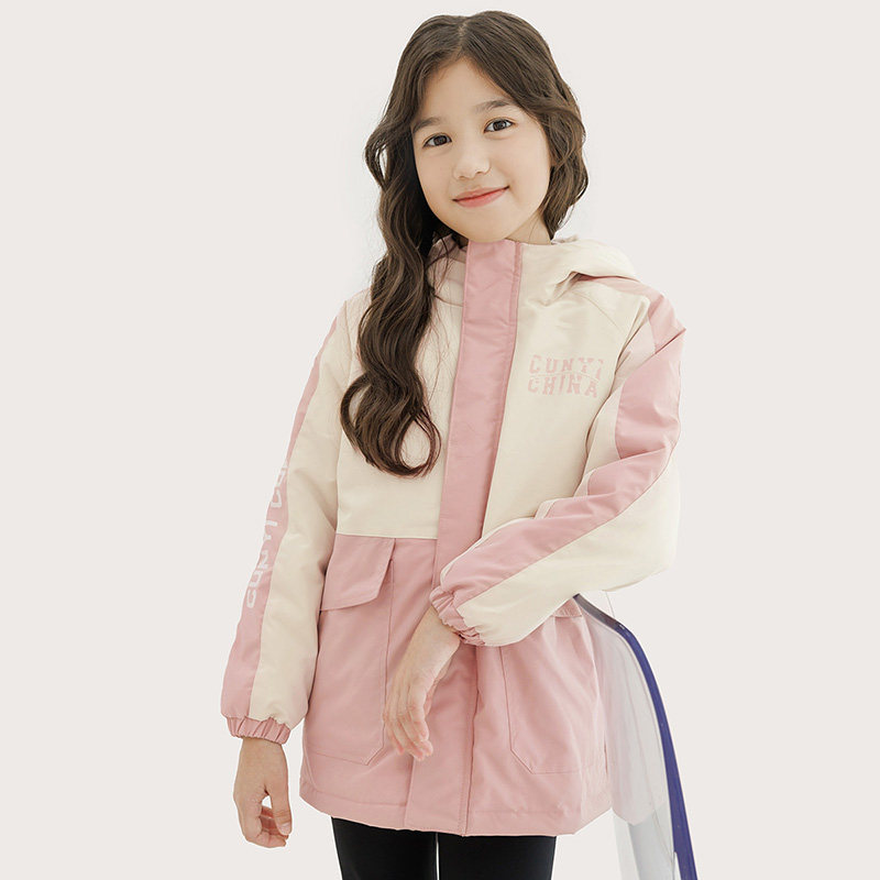 纯一良品女童秋冬防风高帽棉服