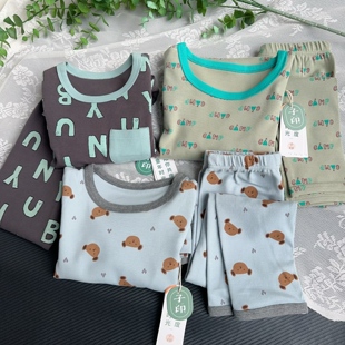 棉.沐之晞子印A类男女童秋冬款内衣套装家居服中童宝宝秋衣秋裤睡