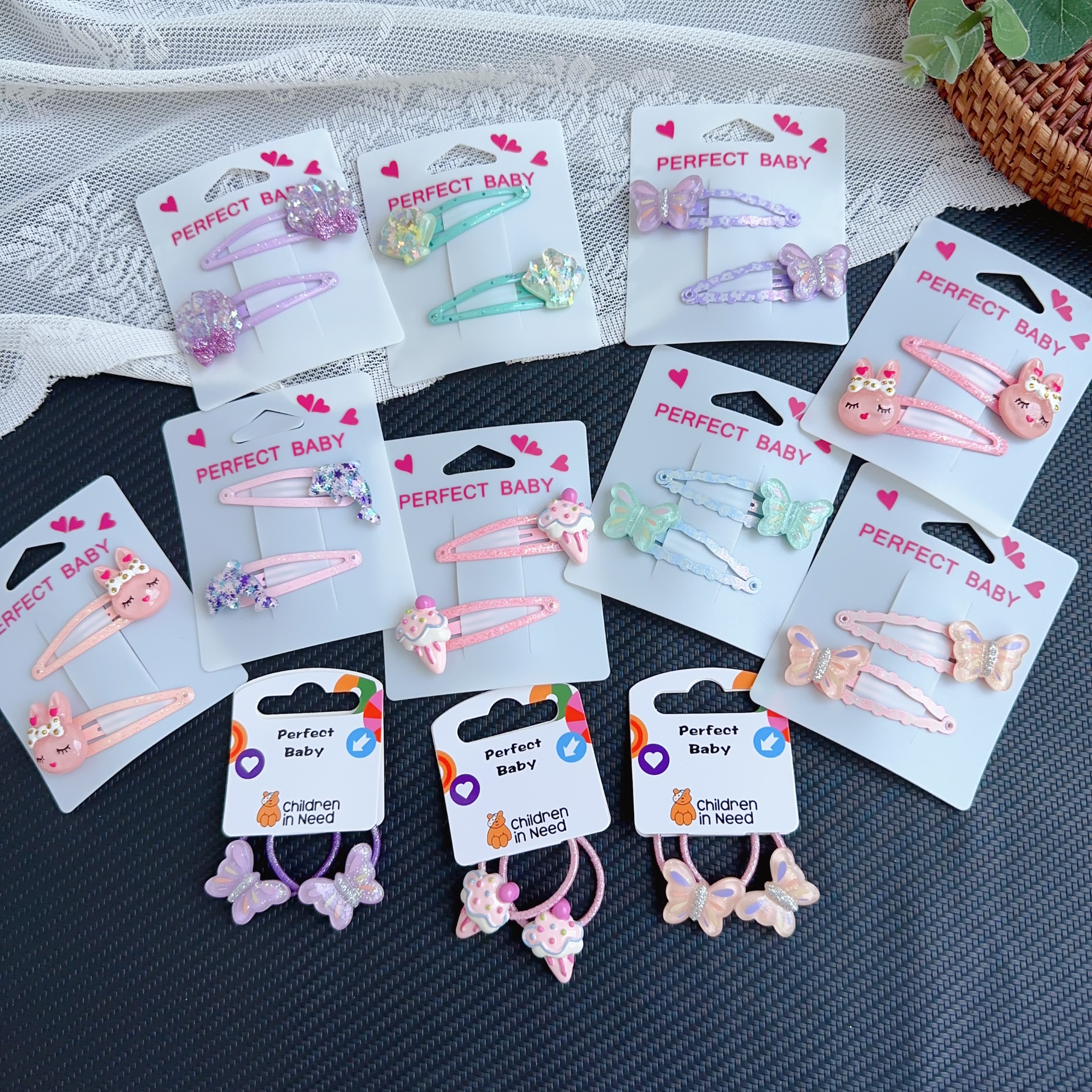 外贸儿童发夹 海贝 星星 彩虹 闪闪女孩发卡 女童边夹 甜美刘海夹