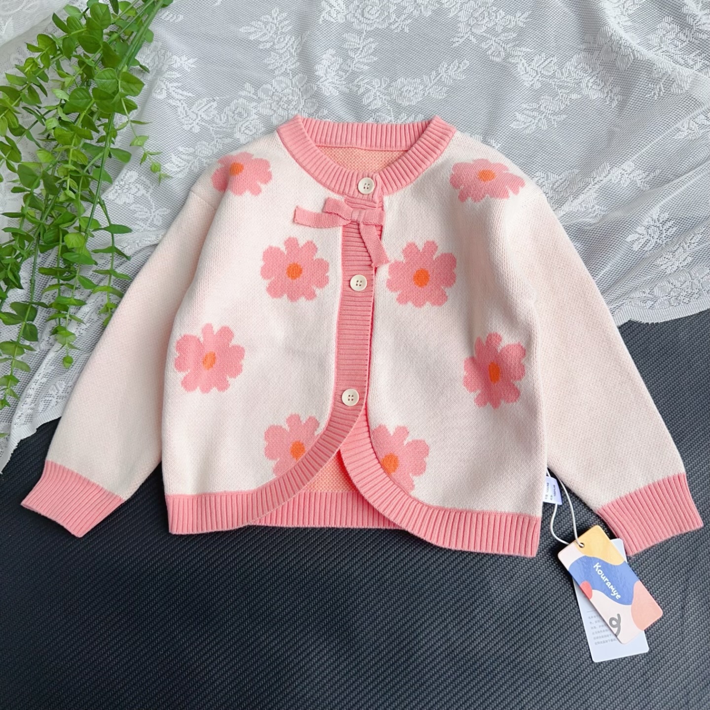 酷娃米 A类儿童毛衣秋冬装女童外套宝宝毛线衣棉针织开衫冬季童装