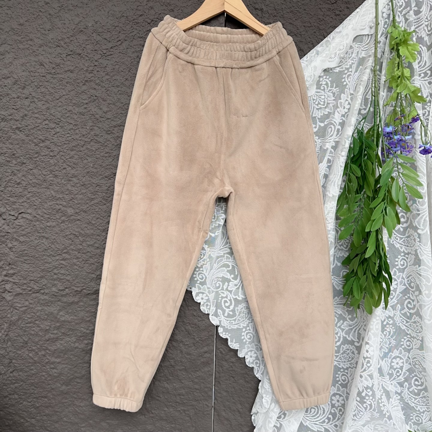 柜199K K一体绒裤男女中大童奥利绒秋冬运动裤纯色卫裤休闲收口裤