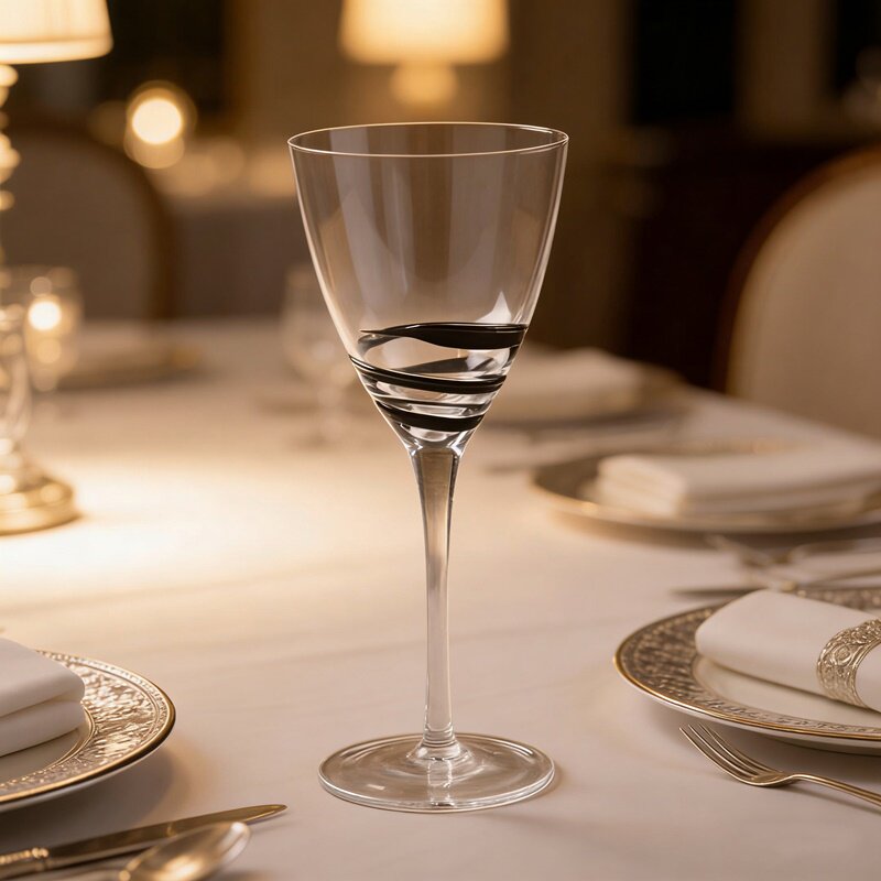 情侣水晶玻璃高脚杯创意条纹装饰红酒杯香槟杯氛围感餐厅摆台酒杯