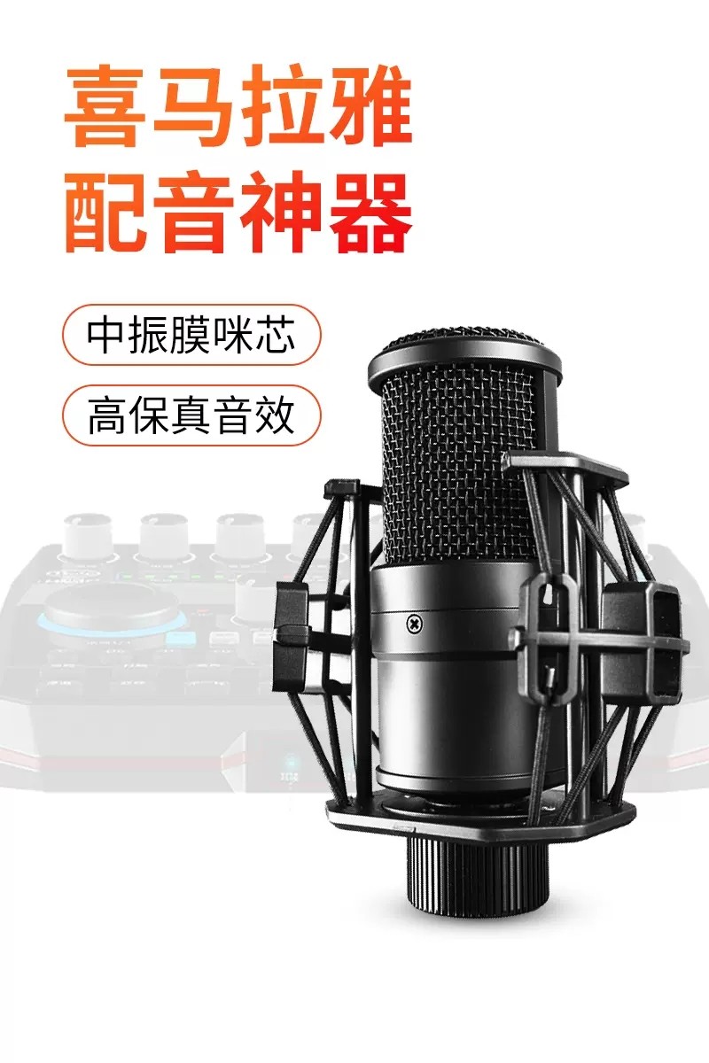 银笛专业振膜降噪48V话筒设备台式电脑yy直播录音配音电容麦克风