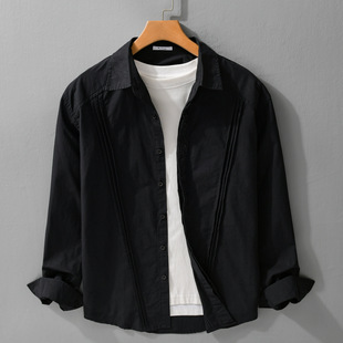 男款 衬衫 高级感宽松内搭叠穿衬衣 刺绣长袖 100%纯棉潮流老钱风男装