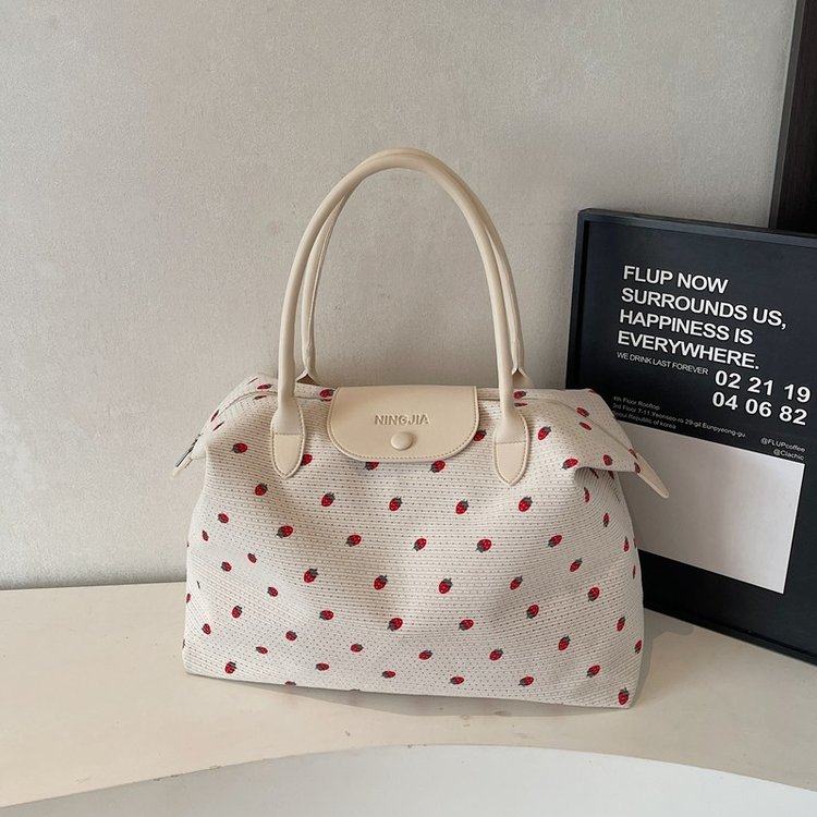 波点短途旅行包女健身包瑜伽包出差轻便手提包收纳包大容量行李包