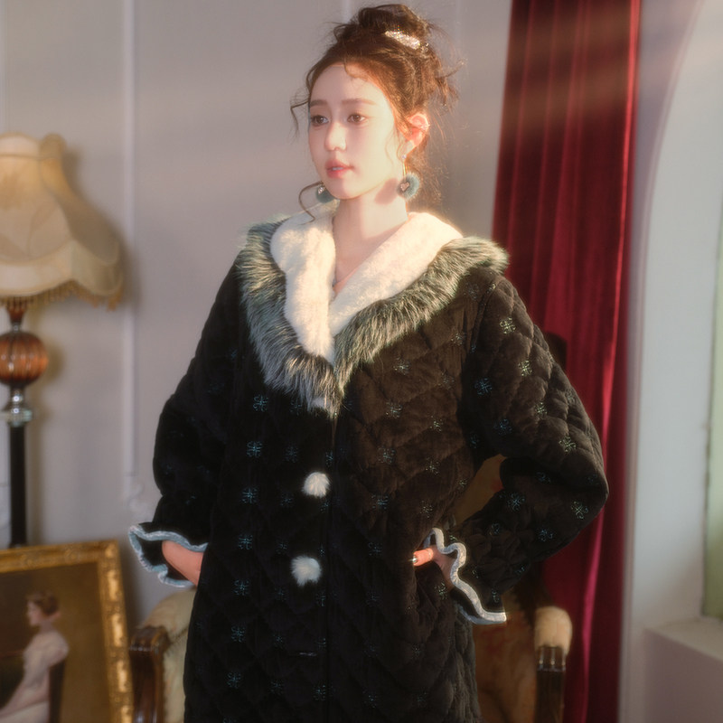 原创薄荷绿女刺绣三层加厚夹棉睡衣两件套宽松加绒家居服套装冬新,女士内衣/男士内衣/家居服,睡衣/家居服套装,淘宝优惠券,粉丝福利购,淘宝优惠卷