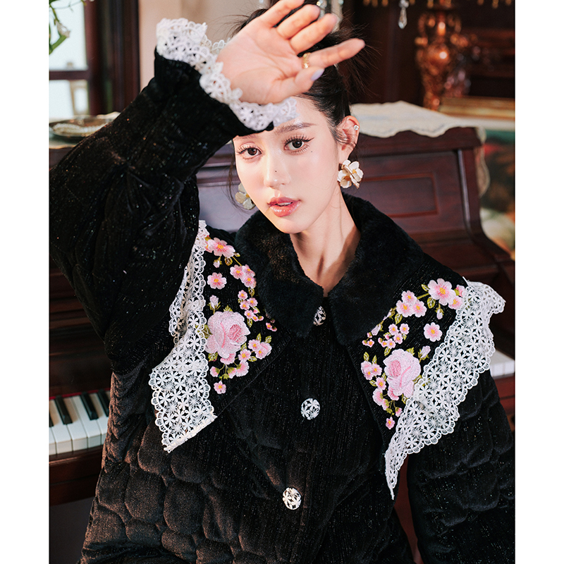 高牢度固色夹棉加厚加绒家居服女