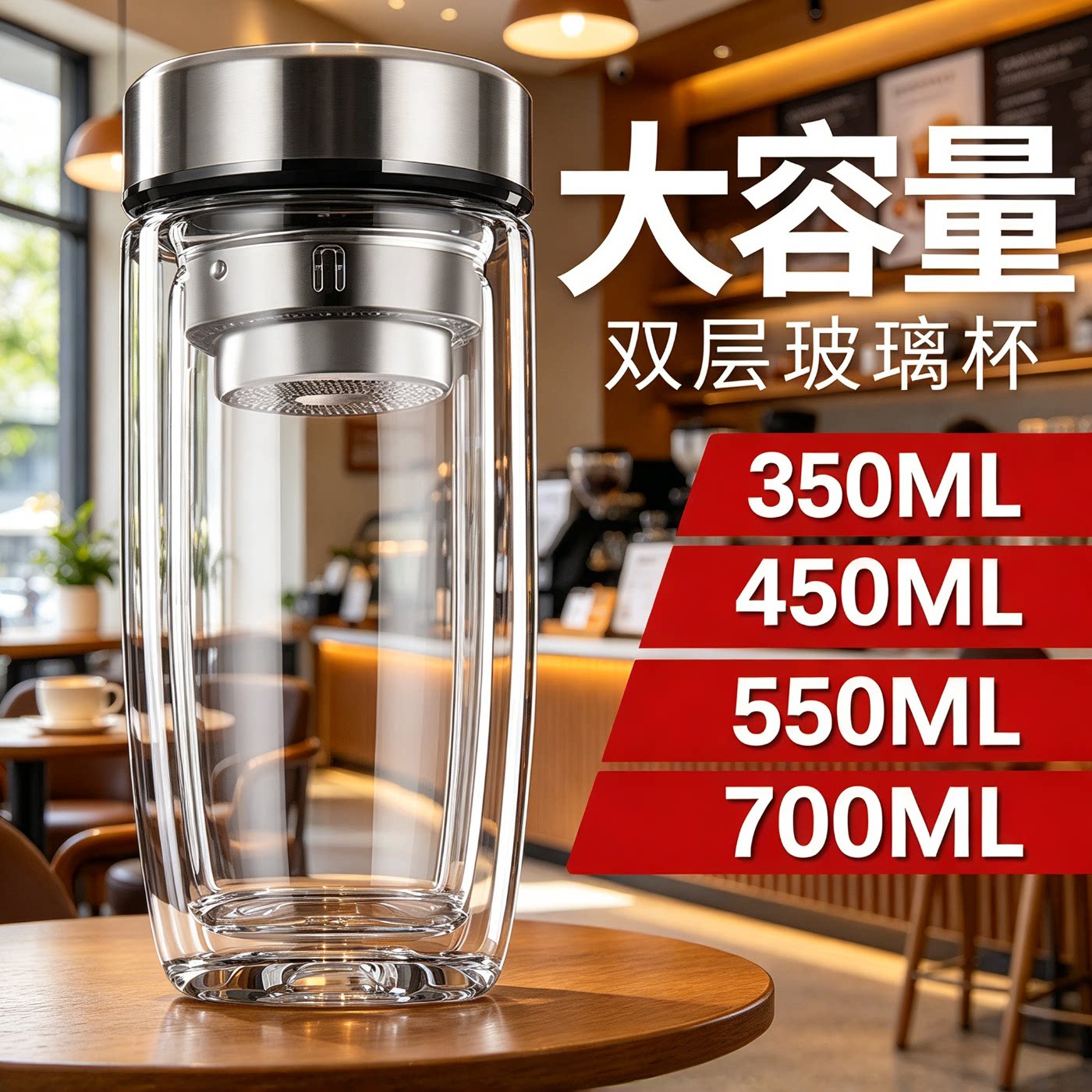 商务双层高硼硅玻璃杯