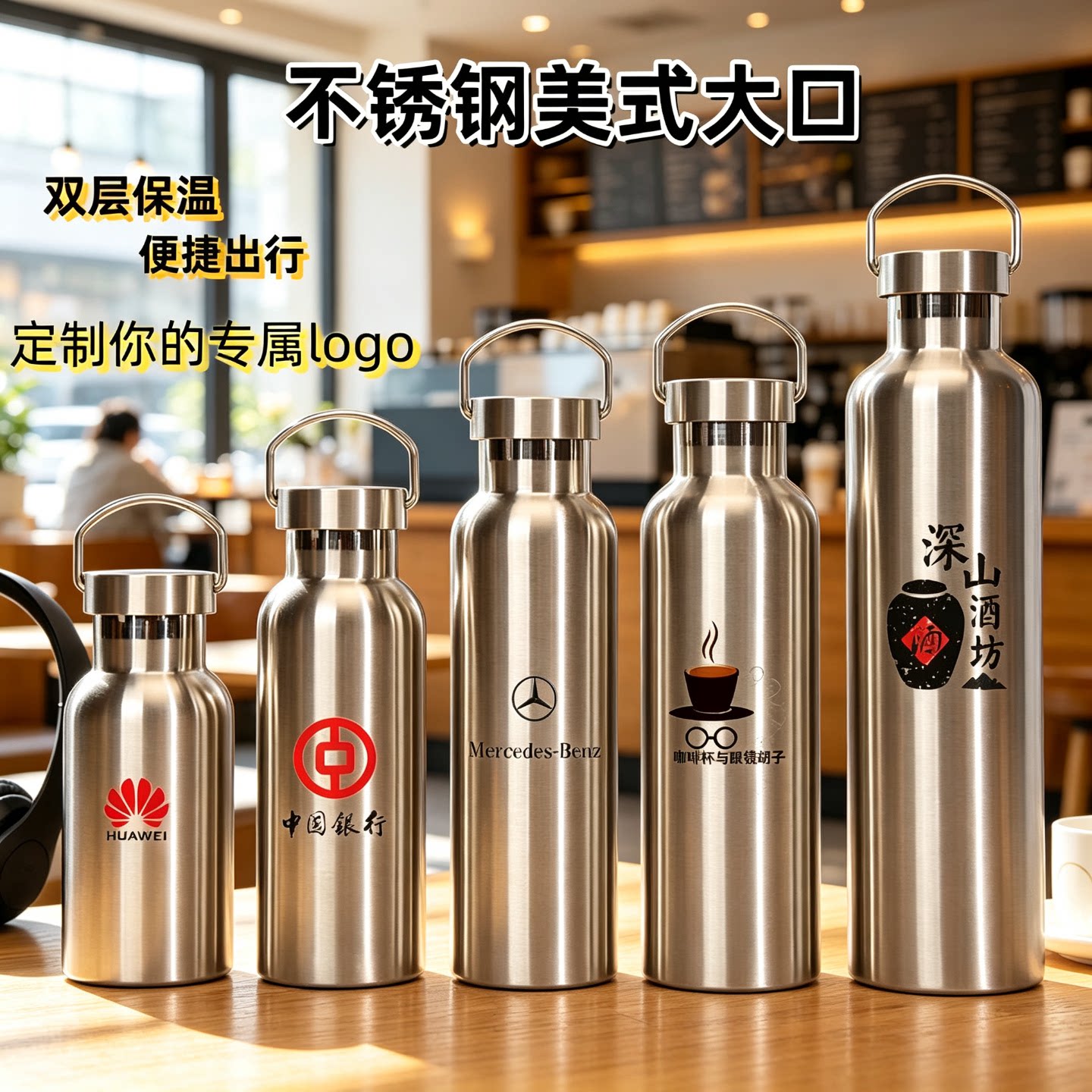 304不锈钢美式大口运动水壶