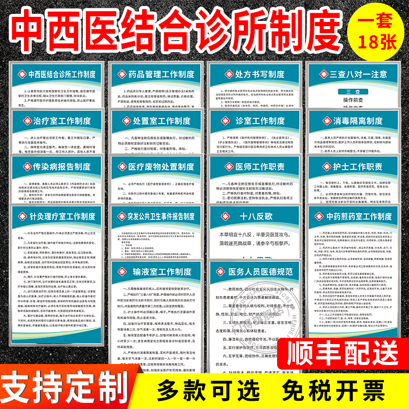 中西医结合门诊诊所规章制度牌