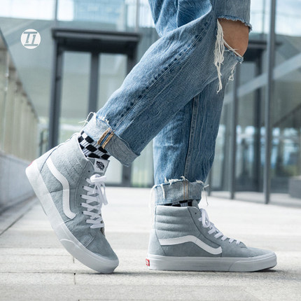 范斯VANS SK8-HI男女鞋淡蓝色翻毛皮高帮休闲板鞋VN0A5KXVJ4E