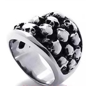 骷髅头钛钢男士权志龙霸气风戒指