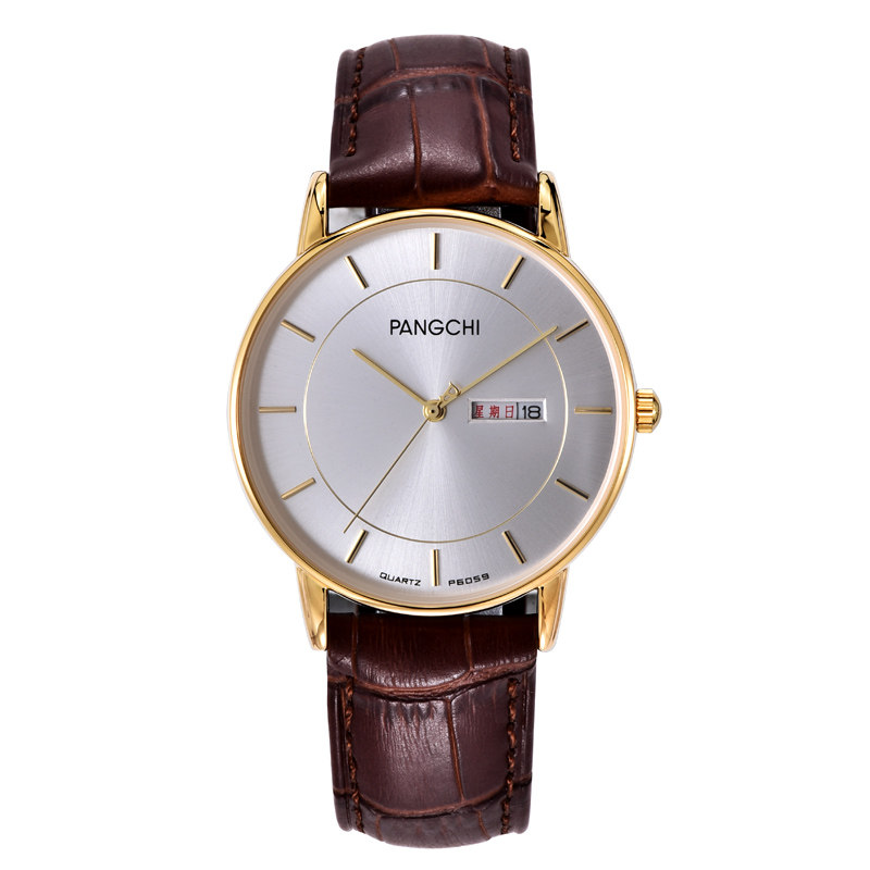 商务机芯真皮休闲风防水情侣表