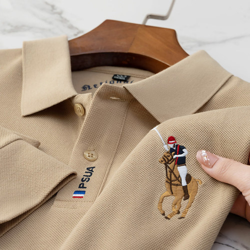 秋冬季长袖POLO衫纯棉刺绣休闲