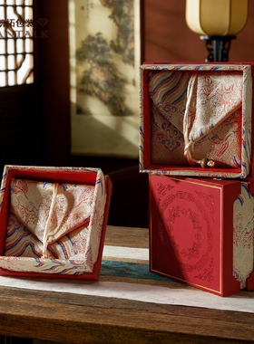 凯拓古法黄金手镯收纳盒宫廷风复古红色文玩手串收纳盒配袋子装盒