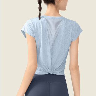 短款透气美背运动上衣女网纱短袖t恤健身跑步罩衫高级感瑜伽服夏