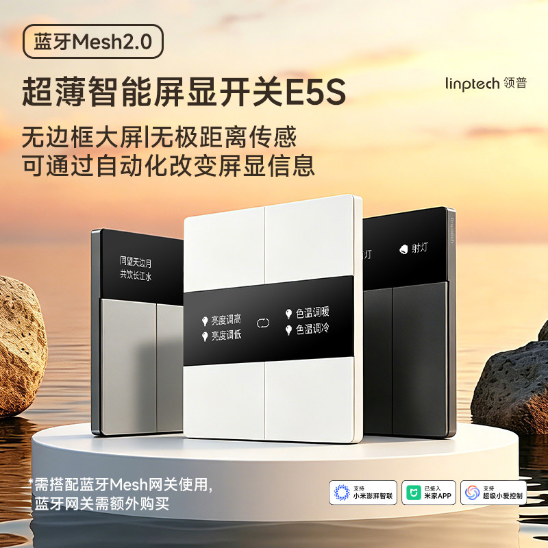 领普E5S超薄智能屏显开关图片