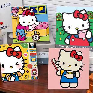 凯蒂猫KT数字油画diy充填油彩画装饰画风景花卉手工制作女孩礼物