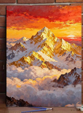 日照金山diy数字油画治愈系手工丙烯画0基础涂色画填色挂画