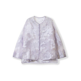 紫色生丝绡剪花防晒衣上衣H25106