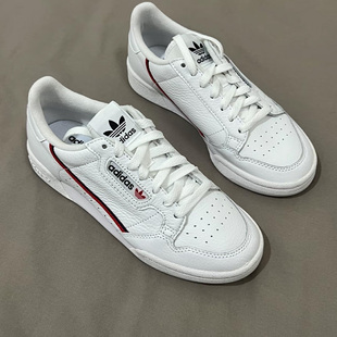 Adidas/阿迪达斯Continental80条纹低帮板鞋男女同款白色G27706