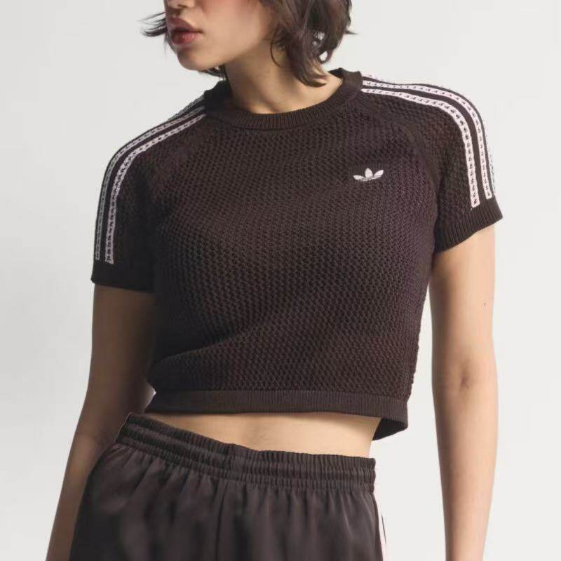 Adidas/阿迪达斯originals条纹短款修身圆领T恤女款KC6480 - 实物图
