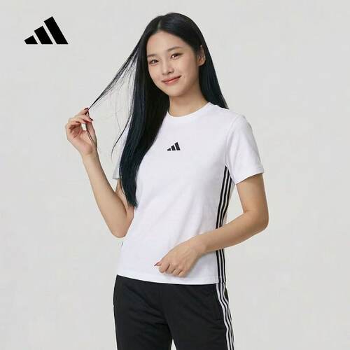 阿迪达斯条纹短袖黑白色