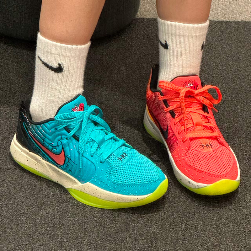 Nike/耐克Kool-AidxNikeja2防滑低帮儿童篮球鞋红蓝IF3948-800