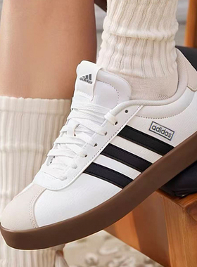 Adidas/阿迪达斯VL COURT 3.0 舒适耐磨低帮板鞋女款白色KJ4000