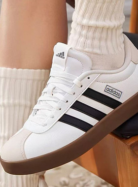 Adidas/阿迪达斯VL COURT 3.0 舒适耐磨低帮板鞋女款白色KJ4000