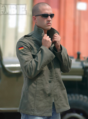 德国德军原品户外复古重磅纯棉战术作战灰鼠皮灰绿夹克工装外套男