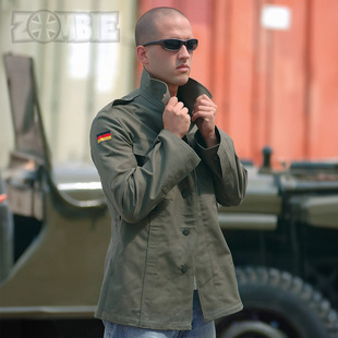 外套男 德国德军原品户外复古重磅纯棉战术作战灰鼠皮灰绿夹克工装