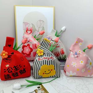 三八女神节妇女节礼品袋花朵针织手提包公司节日伴手礼袋可爱礼袋