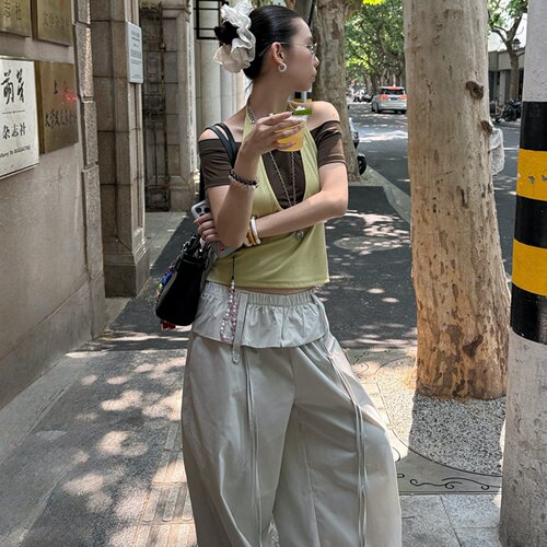 夏季低腰阔腿街头风女士休闲裤
