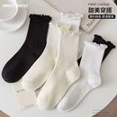 波点堆堆春秋木耳中筒女舒适月子袜女长袜 袜子中筒耳边夏季