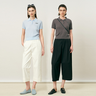 毛织套头衫 婉甸2026夏季 天清蓝短袖 麻花灰 1252W30RSDSB 新品