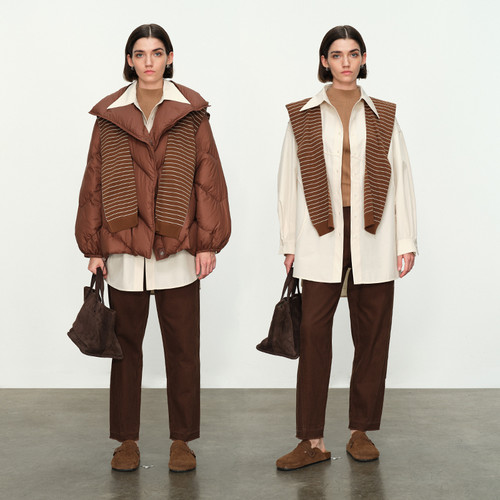 婉甸咖色长裤2024冬季新品工装牛仔裤1234X03RX1YX