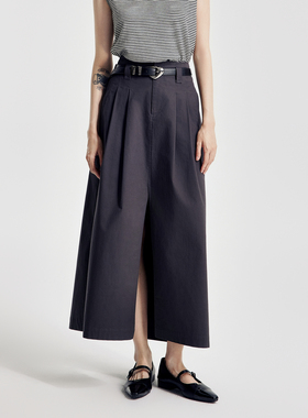 婉甸2026春季新品岩石灰/黑色A版半身长裙灯笼裙1251K09GXB