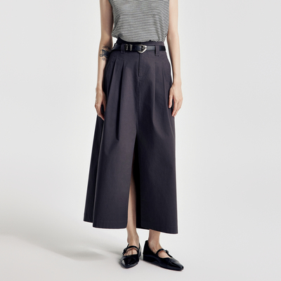 婉甸2026春季新品岩石灰/黑色A版半身长裙灯笼裙1251K09GXB