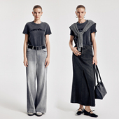 T恤1251T02SX4 炭灰色洗褪染短袖 婉甸2026春季 新品